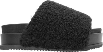 Roam Womens Fuzzy Platform Slide In Black