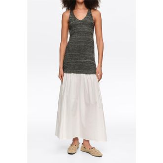 Bimba & Lola Two-Material Knit Dress in White at Nordstrom, Size Xx-Small Eu