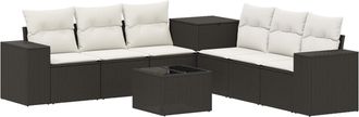 vidaXL Juego De Sof&aacute; 8 Uds. Negro Y Blanco Crema Vidaxl