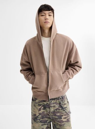 Djab Mens Peachskin cropped zip-up hoodie Oversized fit