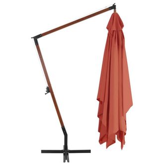 Berkfield Home Elegant Cantilever Umbrella with Wooden Pole 400x300 cm Terracotta