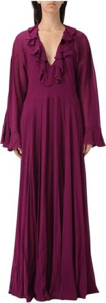 Twinset Dames, Jurken, Paars, Maat: M Chiffon