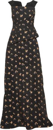 Roland Mouret Abito lungo con stampa a fiori - Nero