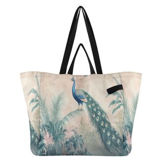 Generic Tropical Plants Drawing Blush print Reusable Canvas Tote Bag, Heavy Duty Grocery Shopping Bag with Large Capacity Hard Bottom Double Handles Work Groc