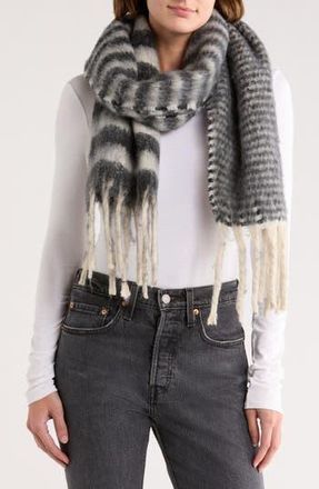 Area Stars Cozy Stripe Fringe Scarf in Black at Nordstrom Rack
