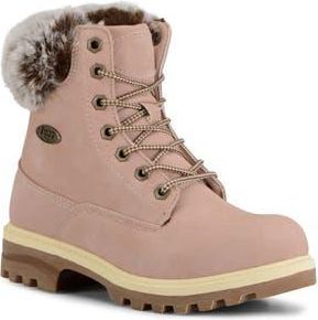 Lugz Empire High Faux Fur Lug Sole Boot in Soft Pink/Bone/Gum at Nordstrom Rack, Size 6.5