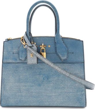 Louis Vuitton Blue Pvc Handbag Shoulder Bag Tote Bag (Pre-Owned)