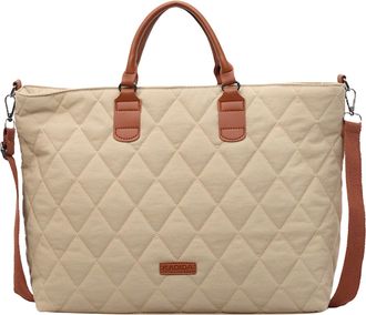 Generic Women Quilted Shoulder Bag Large Sling Bag Fluffy Padded Tote Handbag (Camel)