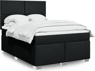 vidaXL Cama Box Spring Con Colch&oacute;n Tela Negro 160x200 Cm Vidaxl