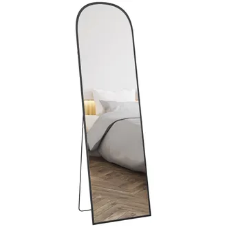 HOMCOM Homcom - Espejo De Cuerpo Entero Espejo De Pie 50x170 Cm Independiente O Pared Con Marco De Aleaci&oacute;n De Aluminio Y Soporte Para Sala Dormitorio Ba&ntilde;o N