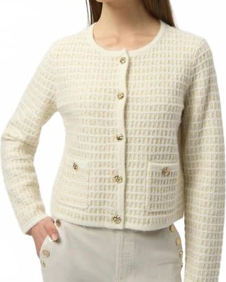 Joseph Ribkoff Sequined Button Down Cardigan In Winter White