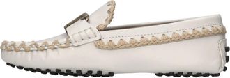 Tod's Mocassins van leer en stof - Dames - Loafers - Wit - 35 1/2 EU - Leer - Schoenen