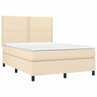 vidaXL Cama Box Spring Con Colch&oacute;n Tela Color Crema 140x190 Cm Vidaxl