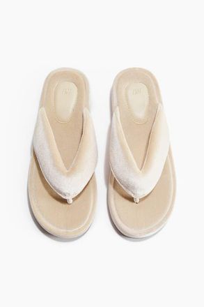 H&M Velour Flip-flops in Light Beige at Nordstrom, Size 10