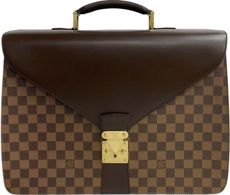 Louis Vuitton Brown Leather Pvc Briefcase (Pre-Owned)