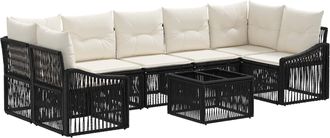 vidaXL Conjunto De Sof&aacute;s De Jard&iacute;n 8 Uds. Negro Rat&aacute;n Sint&eacute;tico Vidaxl