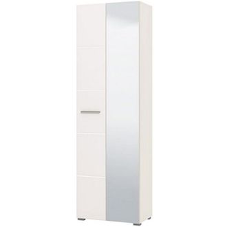 Dmora Guardaroba 2 Ante Griante, Armadio Camera da Letto Appendiabiti, 4 Ripiani, 5 Vani, 60x192.5h cm Bianco