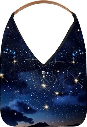 Generic Constellations and Starry Sky Pattern (3) Reusable Lightweight Grocery Bags - Foldable Into Compact Pouch, Washable & Sturdy, Multipurpose for Shoppin