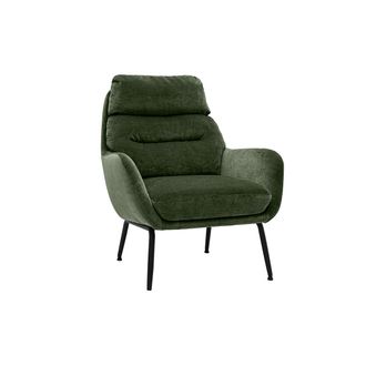 Miliboo Sill&oacute;n De Tela Efecto Terciopelo Verde Caqui Y Metal Negro Beni