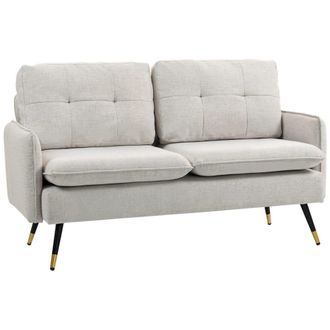 HOMCOM Sof&aacute; dos plazas 139x68x80 cm crema