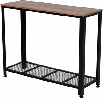 HOMCOM Mesa De Consola Industrial Mesa De Entrada Con Estante Inferior De Malla Met&aacute;lica Carga 30 Kg 101x35x80 Cm