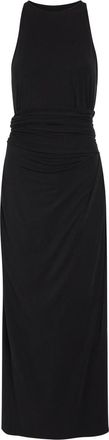Another Tomorrow Sarong-effect Jersey Midi Dress - Black - S (UK8-10 / S)