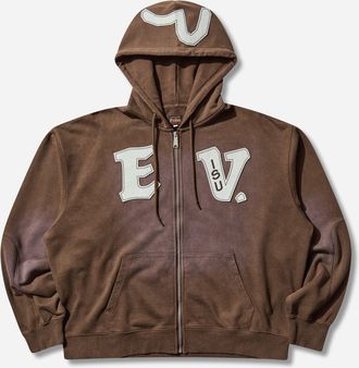 Evisu Men s Heavy Weight Zip Hoodie Brown