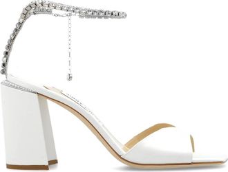 Jimmy Choo London Saeda Sandaal - Dames - Sandalen met hakken - Wit - 35 EU - Satijn - Schoenen