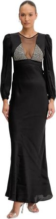 Twinset Maxi jurk met wijde rok van viscose - Dames - Avondkleed - Zwart - S - Polyester - Kleedjes