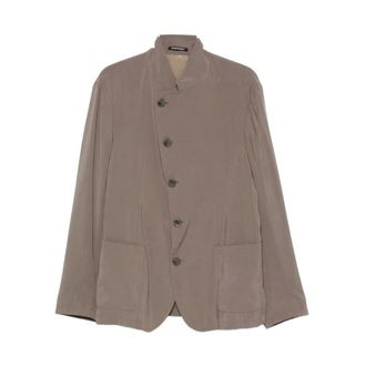 Emporio Armani Light Jackets, male, Gray, Size: 2XL Jacket with asymmetric closure