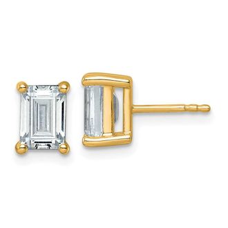 Diamond2Deal 14k Gold 3 ct Emerald Lab Grown Diamond Stud Earrings VS Clarity, G-H Color