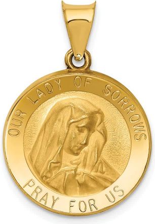 Diamond2Deal 14k Yellow Gold Polished and Satin Our Lady of Sorrows Medal Hollow Pendant
