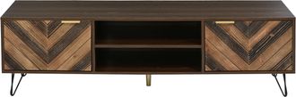 STILVORA Mueble Tv Con 2 Puertas Y 2 Compartimentos, Tiradores Dorados, Patas De Hierro, Estilo Contempor&aacute;neo, 155&times;38&times;48 Cm, Natural