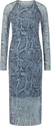 Marc Cain Transparante Mesh Midi Jurk - Dames - Casual kleedjes - Blauw - 3XL - Kleedjes