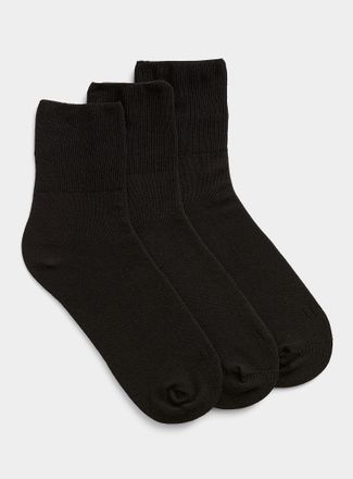 Hue Womens Finely-ribbed edging solid ankle socks 3-pack