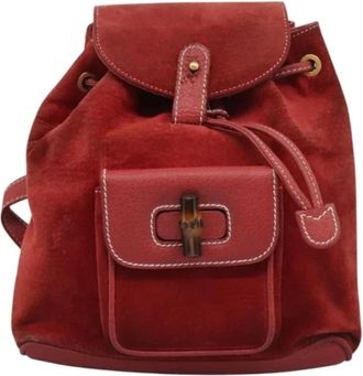Gucci Pre-owned Suede backpacks - Dames - Vintage Rugzakken - Rood - ONE Size - Su&egrave;de - Vintage