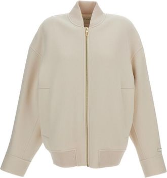 Sportmax White Solid Mock Collar Blazer