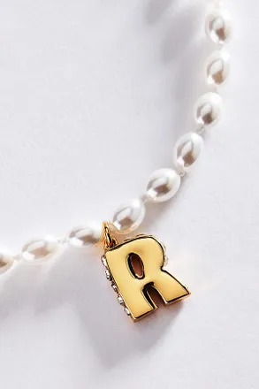 Anthropologie Pearl Initial Necklace