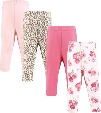 Hudson Baby 4Pk Essential Pants Set in Blush Rose Leopard at Nordstrom, Size Preemie