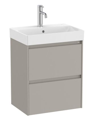 Roca Roca - Pack Unik Mueble Base Gris Compacto De 2 Cajones + Lavabo Ona Medidas: 500x360x645 Mm