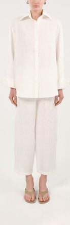 Nocturne Linen Drawstring Trousers in Ivory at Nordstrom, Size X-Large