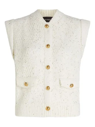 Karl Lagerfeld boucl&eacute; button vest - women - Cotton/Polyester/Polyamide - S - Neutrals