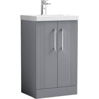 Nuie Nuie - Deco Floor Standing 2-Door Vanity Unit with Basin-1 500mm Wide - Satin Grey