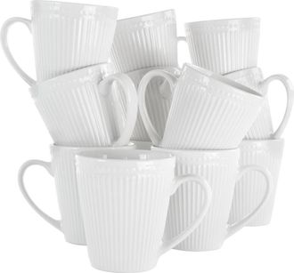 Elama Madeline 12 Piece Porcelain Mug Set in White at Nordstrom