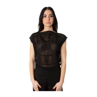 Liviana Conti Maglia traforata - Dames - Blouses & Shirts - Zwart - Maat: S Katoen
