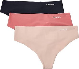 Calvin Klein Underwear Invisibles Microfiber Stretch Thong 3-Pack Womens Underwear Black/Cedar/Dusty Cedar : MD (US 8-10), Elastane/Nylon