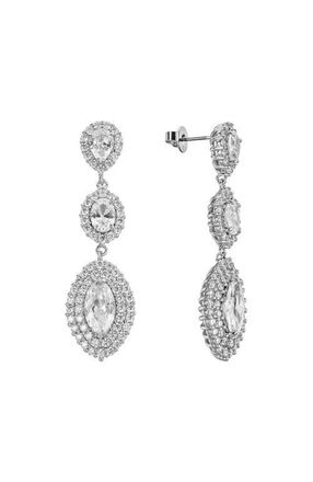 Untamed Petals Annette Crystal Drop Earrings in Silver at Nordstrom