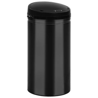 vidaXL Cubo De Basura Con Sensor Autom&aacute;tico 50l Acero Al Carbono Negro Vidaxl