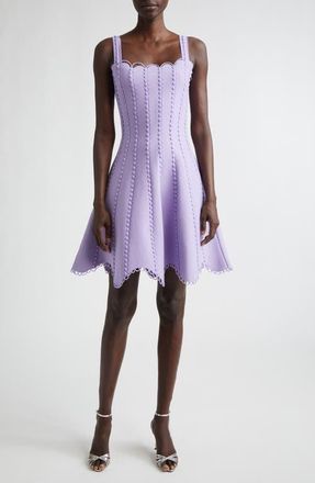 Oscar De La Renta Bobble Stitch Knit Fit & Flare Dress in Pansy at Nordstrom, Size X-Small