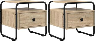 vidaXL Mesa De Noche 2 Uds. Roble Sonoma Madera De Ingenier&iacute;a Vidaxl